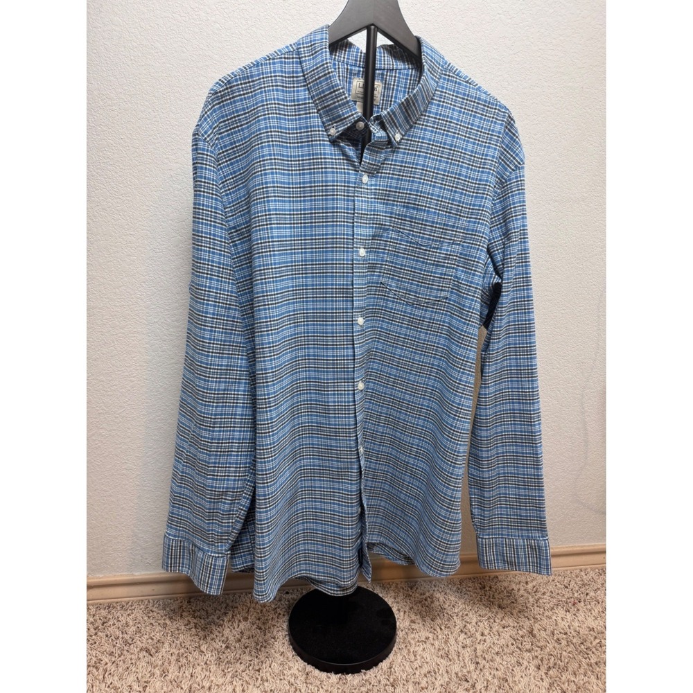 LL Bean Mens XXL Traditional Fit Blue Plaid Long Sleeve Button Down Shirt 510030